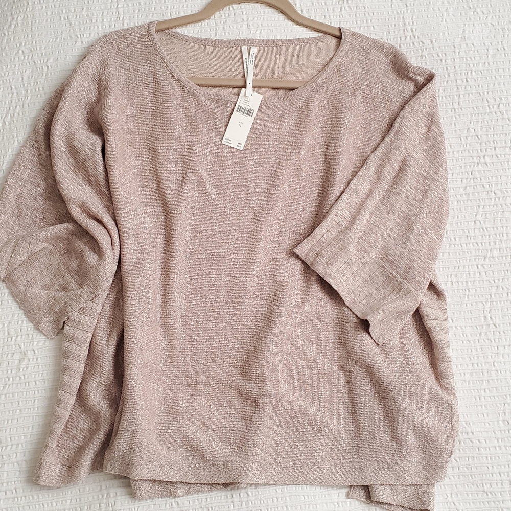 NWT Anthropologie Gold Shimmer Dolman Sleeve Sweater Blouse